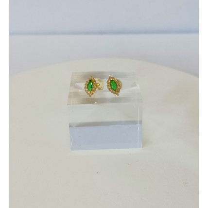 Σκουλαρίκια σε Χρυσό 9Κ - marquise με emerald ζιργκόν (E317)